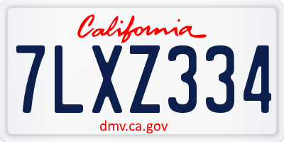 CA license plate 7LXZ334