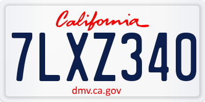 CA license plate 7LXZ340