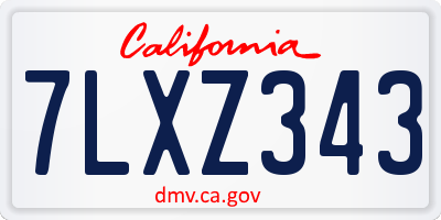 CA license plate 7LXZ343