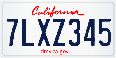 CA license plate 7LXZ345