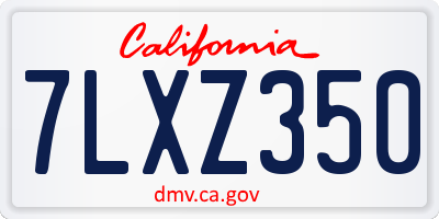 CA license plate 7LXZ350