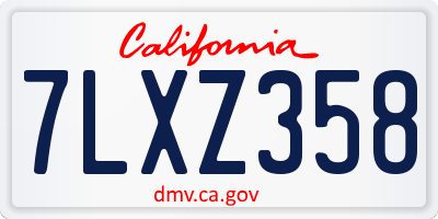 CA license plate 7LXZ358