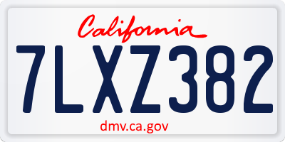 CA license plate 7LXZ382