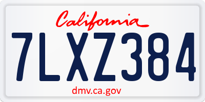 CA license plate 7LXZ384