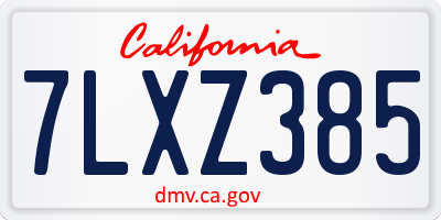 CA license plate 7LXZ385