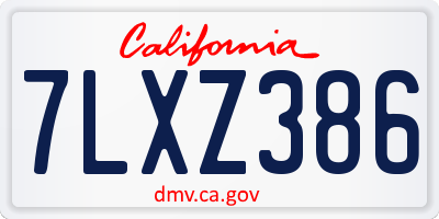 CA license plate 7LXZ386
