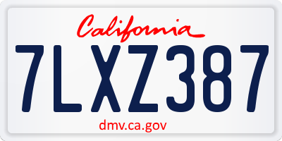 CA license plate 7LXZ387