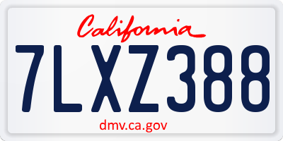 CA license plate 7LXZ388