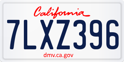 CA license plate 7LXZ396