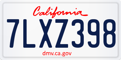 CA license plate 7LXZ398