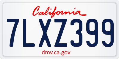 CA license plate 7LXZ399
