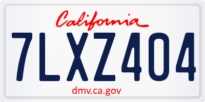 CA license plate 7LXZ404