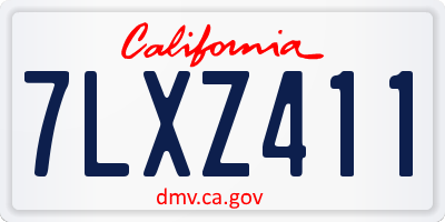 CA license plate 7LXZ411