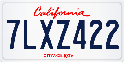 CA license plate 7LXZ422