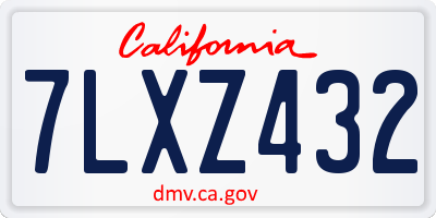 CA license plate 7LXZ432