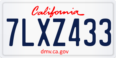 CA license plate 7LXZ433