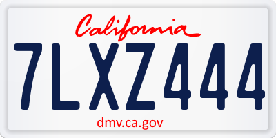 CA license plate 7LXZ444