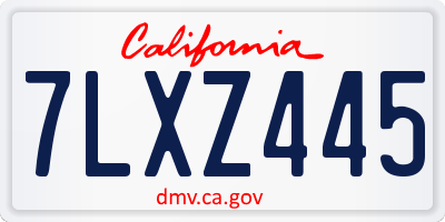CA license plate 7LXZ445