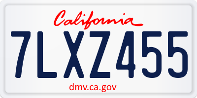 CA license plate 7LXZ455