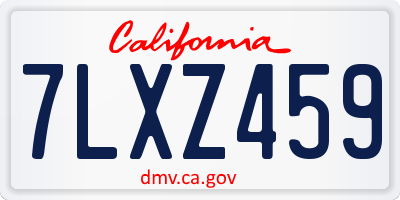 CA license plate 7LXZ459