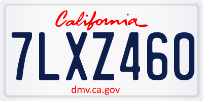CA license plate 7LXZ460