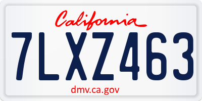 CA license plate 7LXZ463