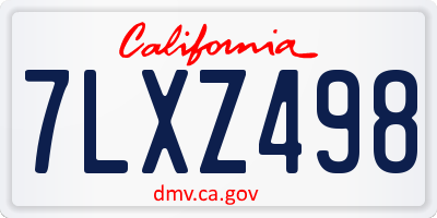 CA license plate 7LXZ498