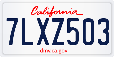 CA license plate 7LXZ503