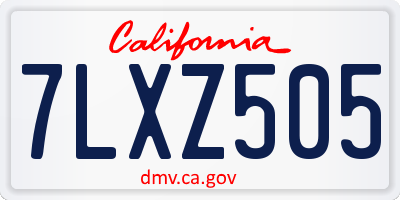 CA license plate 7LXZ505