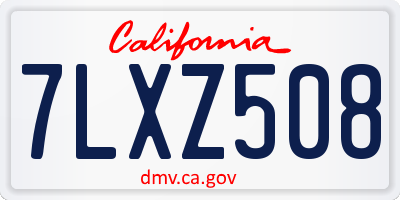 CA license plate 7LXZ508