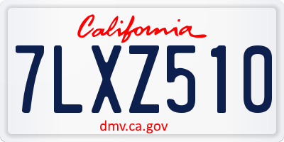 CA license plate 7LXZ510