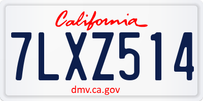 CA license plate 7LXZ514