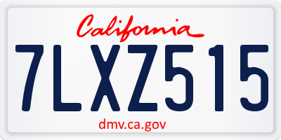 CA license plate 7LXZ515