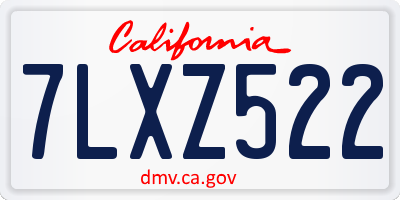 CA license plate 7LXZ522