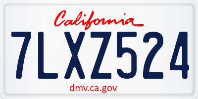 CA license plate 7LXZ524