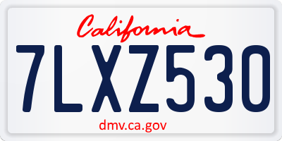 CA license plate 7LXZ530