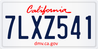 CA license plate 7LXZ541