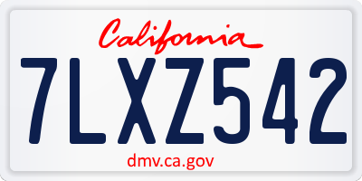 CA license plate 7LXZ542