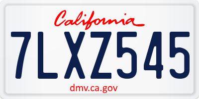CA license plate 7LXZ545