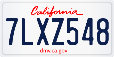 CA license plate 7LXZ548