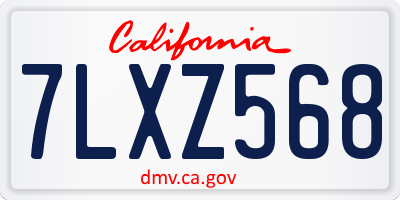 CA license plate 7LXZ568