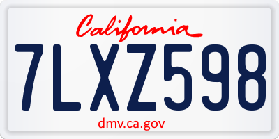 CA license plate 7LXZ598