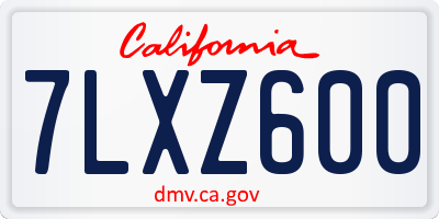 CA license plate 7LXZ600