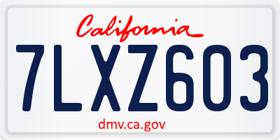 CA license plate 7LXZ603