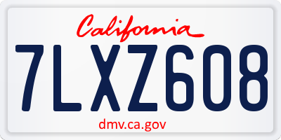 CA license plate 7LXZ608