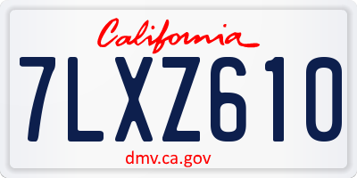 CA license plate 7LXZ610