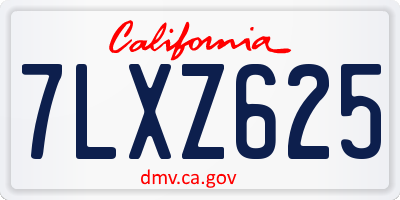 CA license plate 7LXZ625