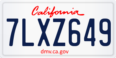 CA license plate 7LXZ649