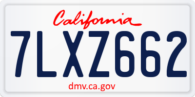 CA license plate 7LXZ662