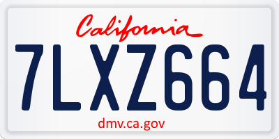 CA license plate 7LXZ664